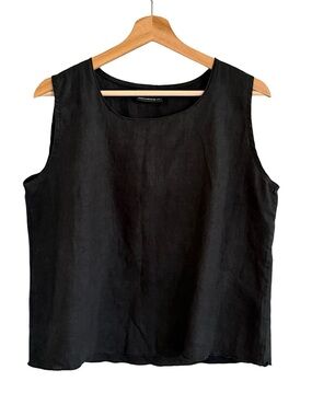 AHNI Womens Linen Sleeveless Top Size 2 Quiet Luxury Capsule Minimalist Neutral